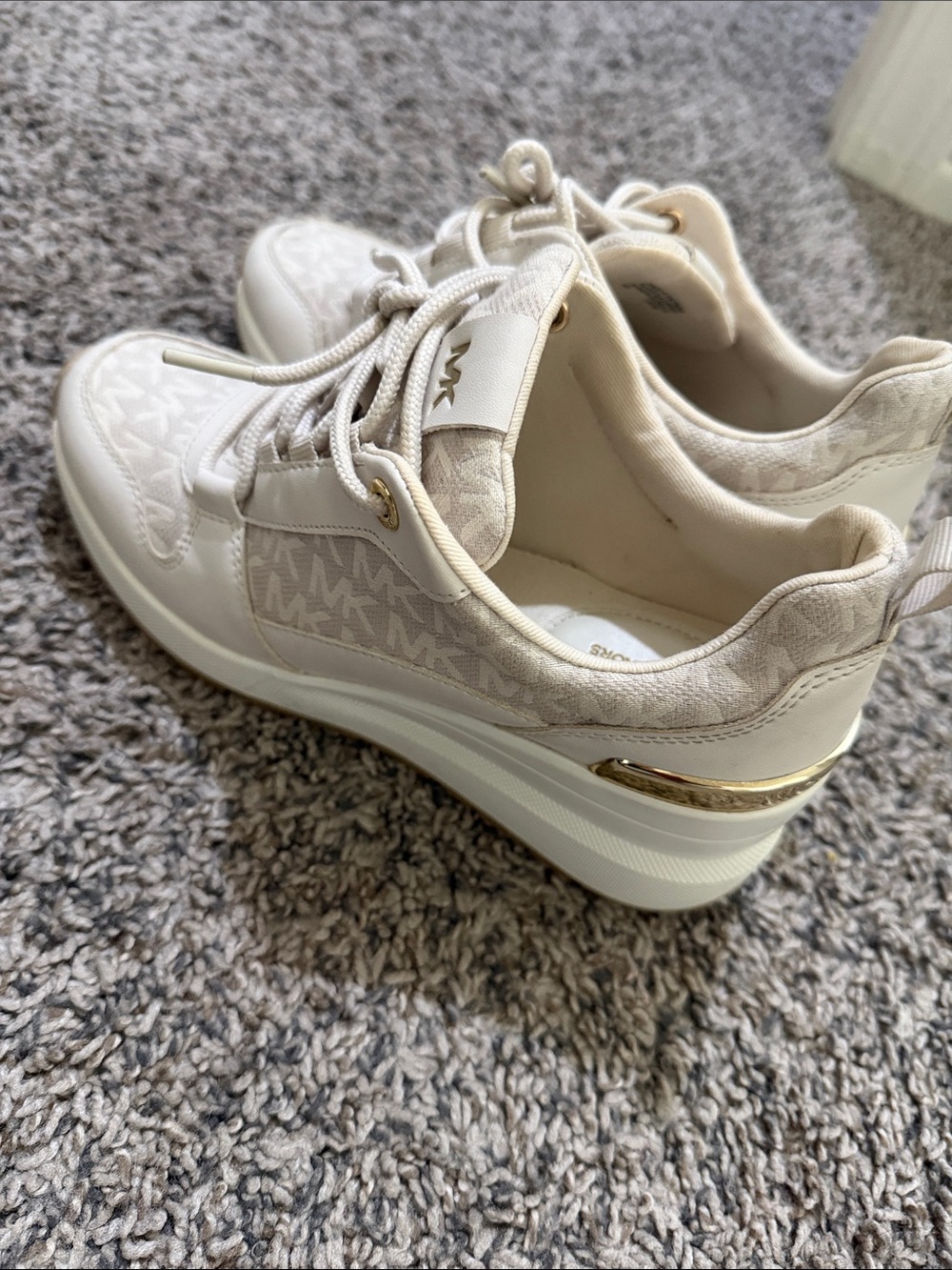 Michael Kors Cream and Gold Platform Sneakers